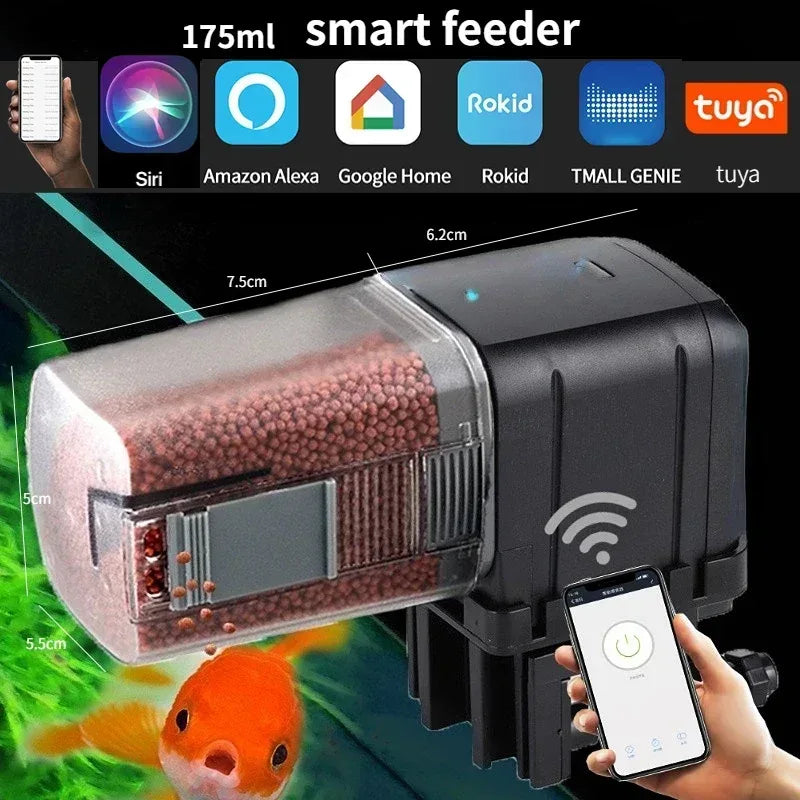 Wifi Wireless Intelligent Remote Control Fish Tank Dispenser WiFi Black