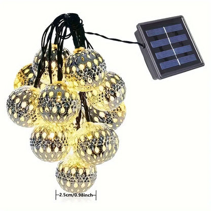 Solar Moroccan String Lights Metal Spherical Outdoor Fairy Lights United States / Colorful