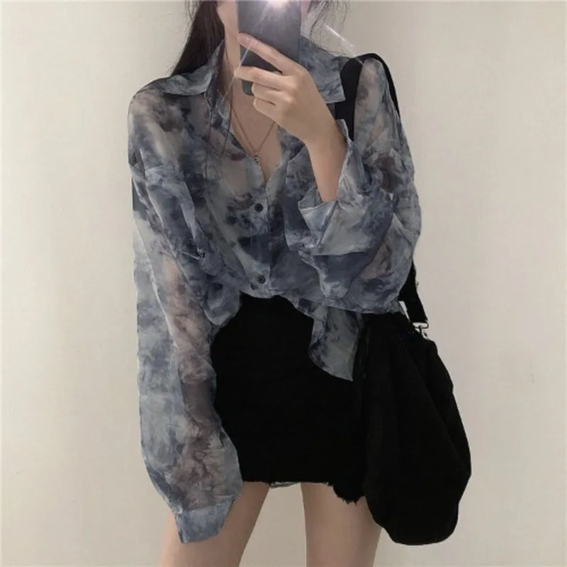 Shirts Women Fashion Tie Dye Harajuku Gothic Top