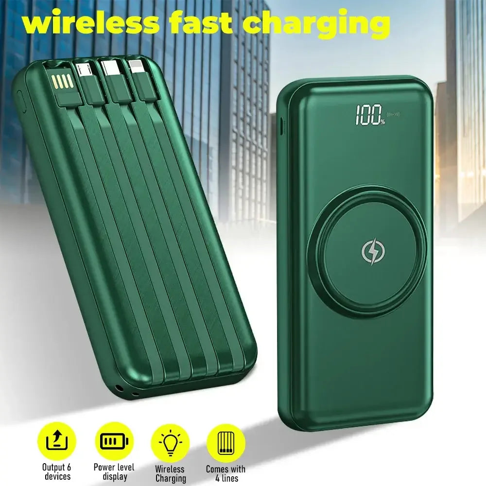 20000mAh Wireless Power Bank Fast Charging 20000mah / United States / black
