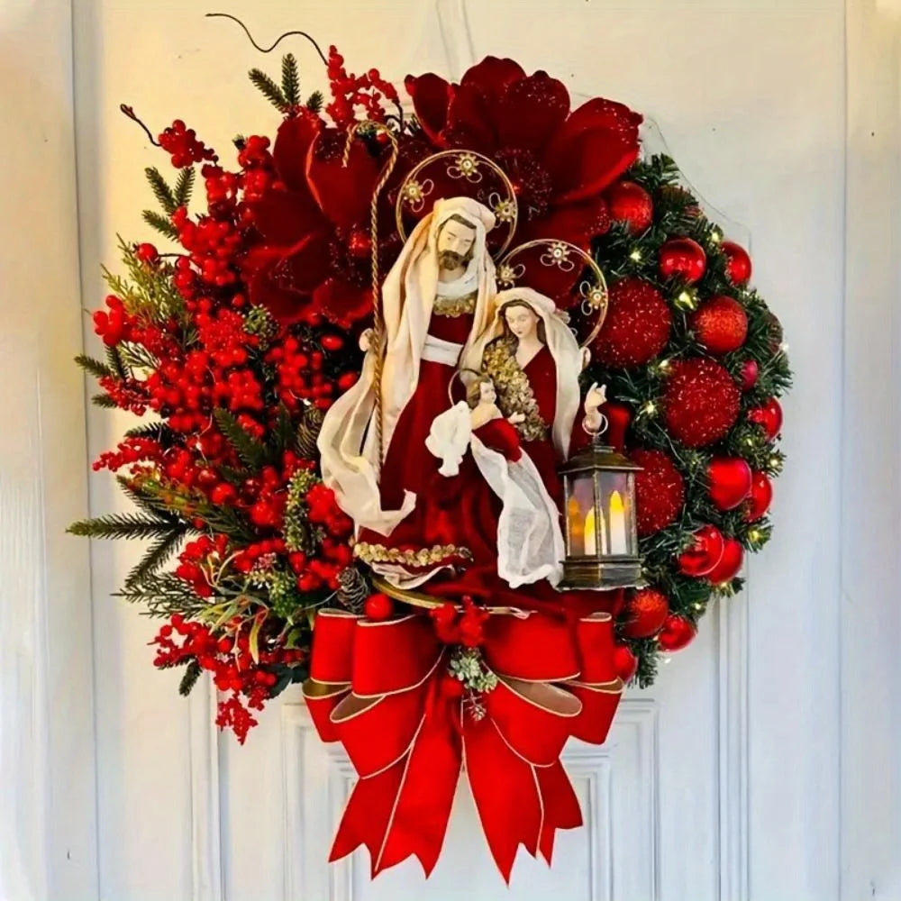 Rustic Farmhouse Christmas Door Wreath