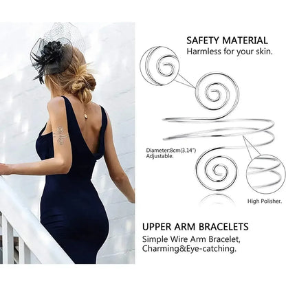 3 Pieces Upper Arm Bracelet – Coil Filigree Swirl Leaf Armband Cuff United States / Color A silver-tone