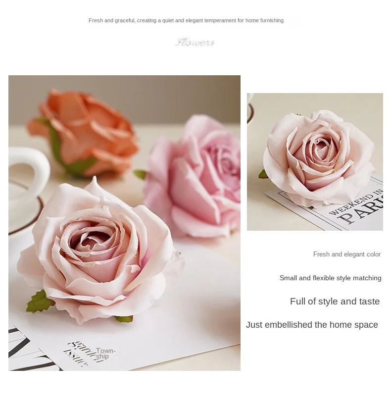 Artificial Silk Cloth Doer Rose Flower Head Wedding