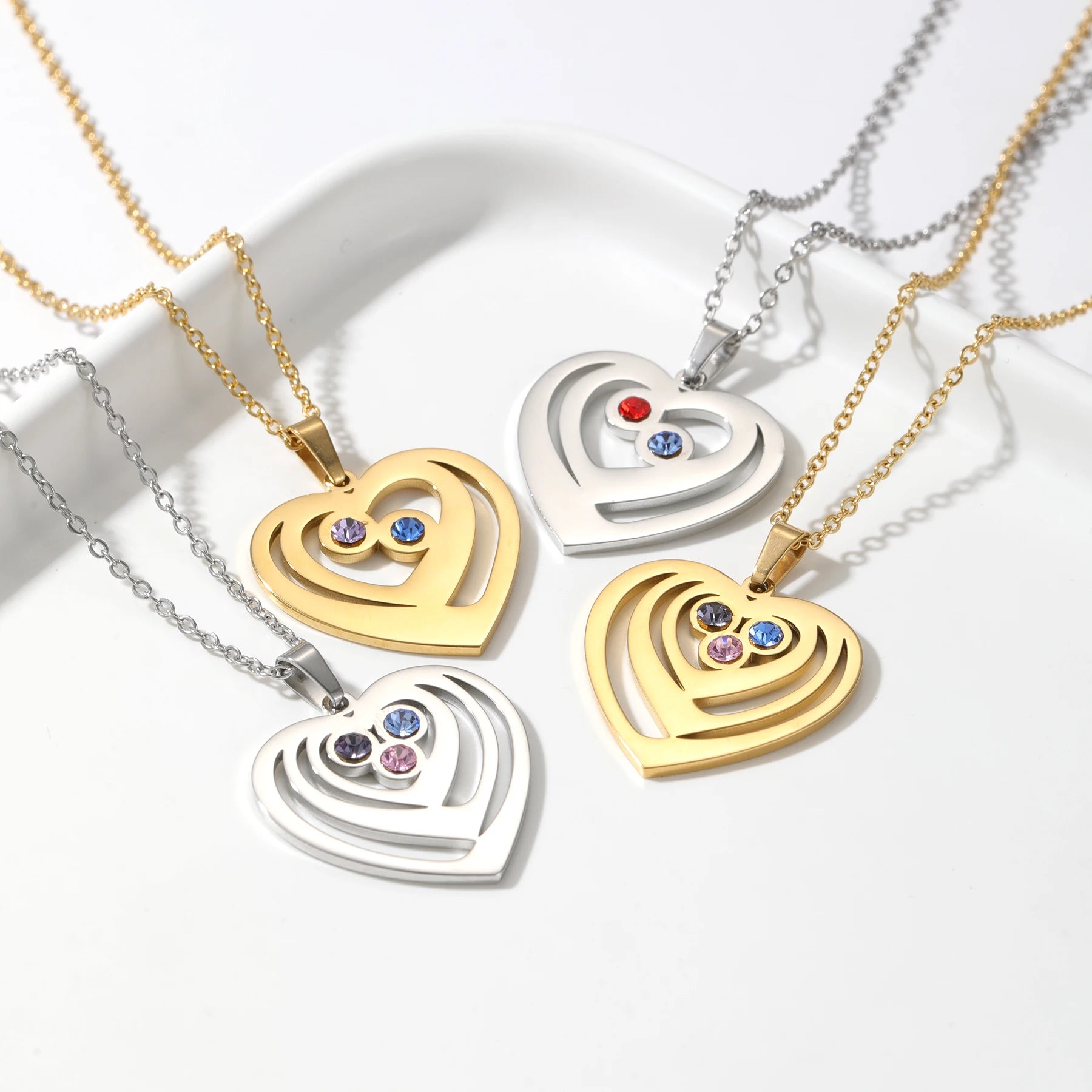Personalized Birthstone Heart Necklace