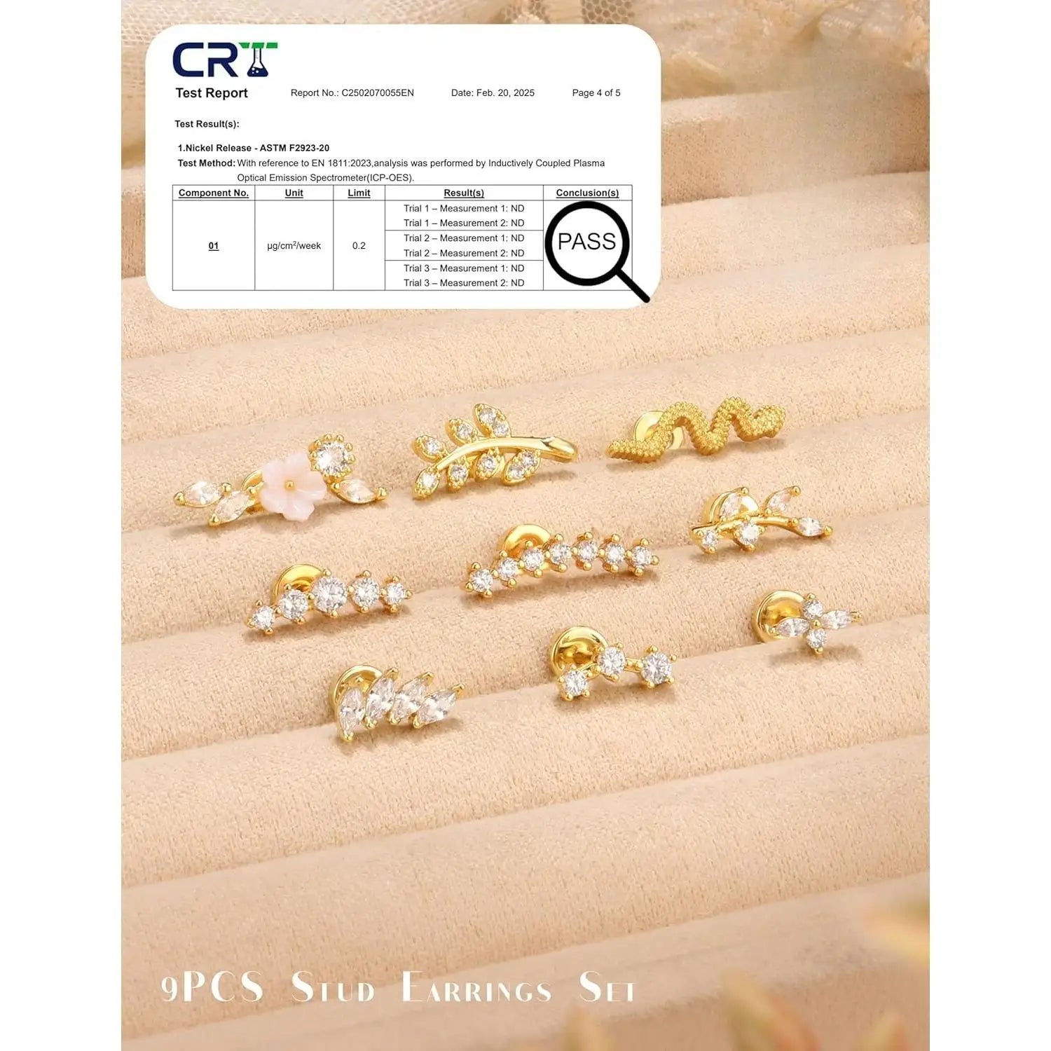 9PCS Surgical Stainless Steel Cartilage Earrings Set – CZ Flat Back Studs for Helix, Daith, Tragus Piercing