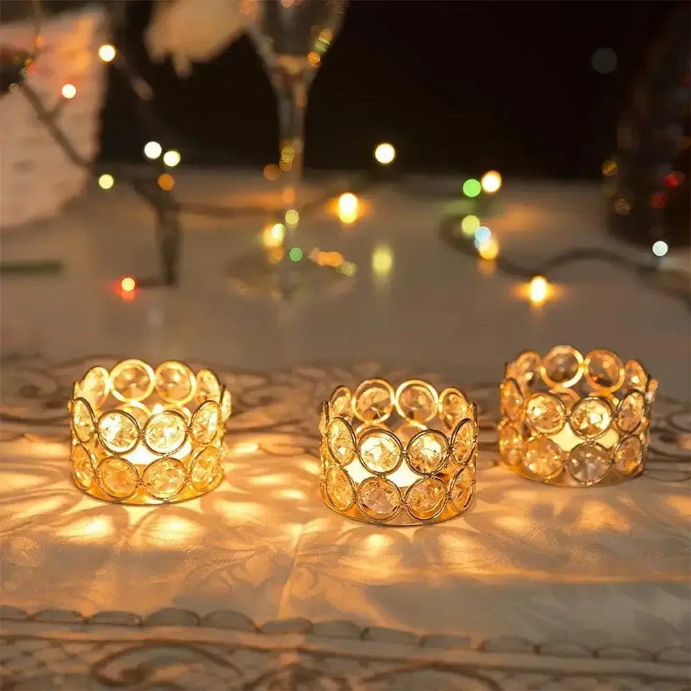 Gold Crystal Tea Light Candle Holders (48PCS) United States / Golden / 48pcs