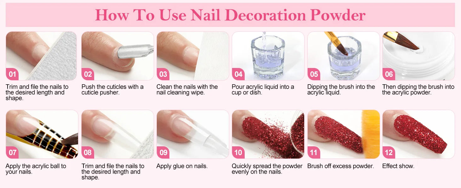 Acrylic Nail Kit with 36W UV LED Nail Lamp Base Top Coat Suitable for Nail Extension and Decoration Nail Tools