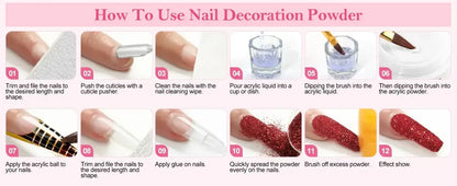 Acrylic Nail Kit with 36W UV LED Nail Lamp Base Top Coat Suitable for Nail Extension and Decoration Nail Tools Acrylic Kit / United States