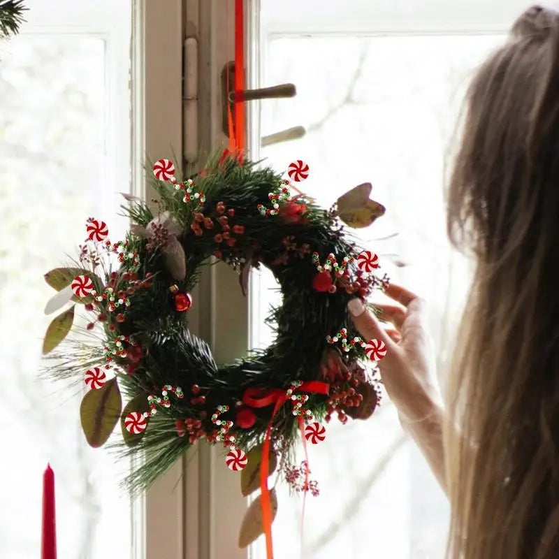 Red & White Candy Cane Christmas Tree Picks
