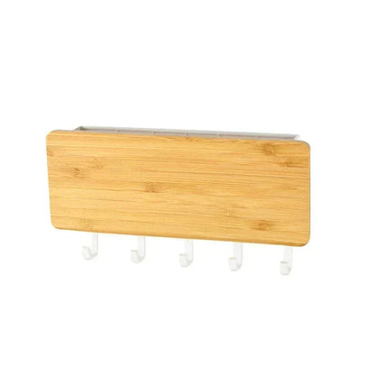 Wall Organizer Hooks Bamboo board white