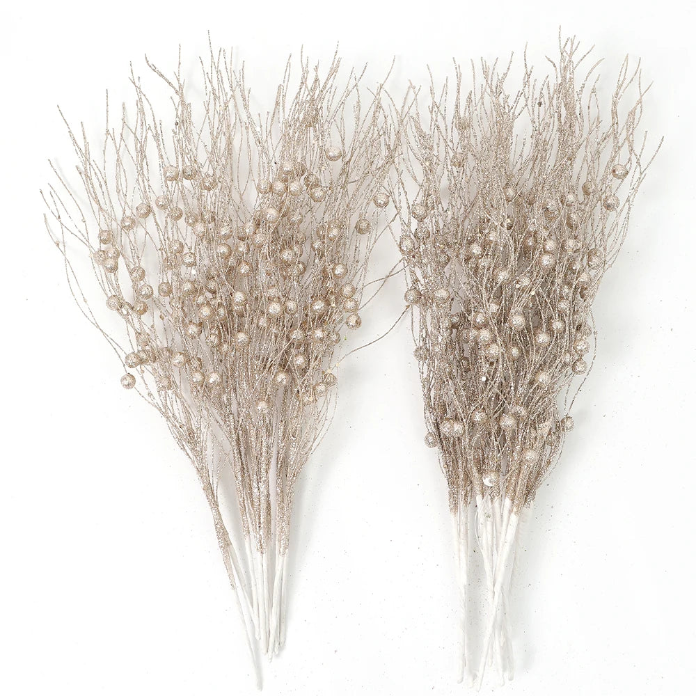 Glitter Foam Berry Christmas Bouquet – 5Pcs Festive Holiday Floral Decor