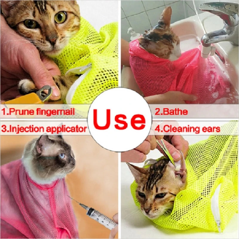 Mesh Cat Groom Bath Bag