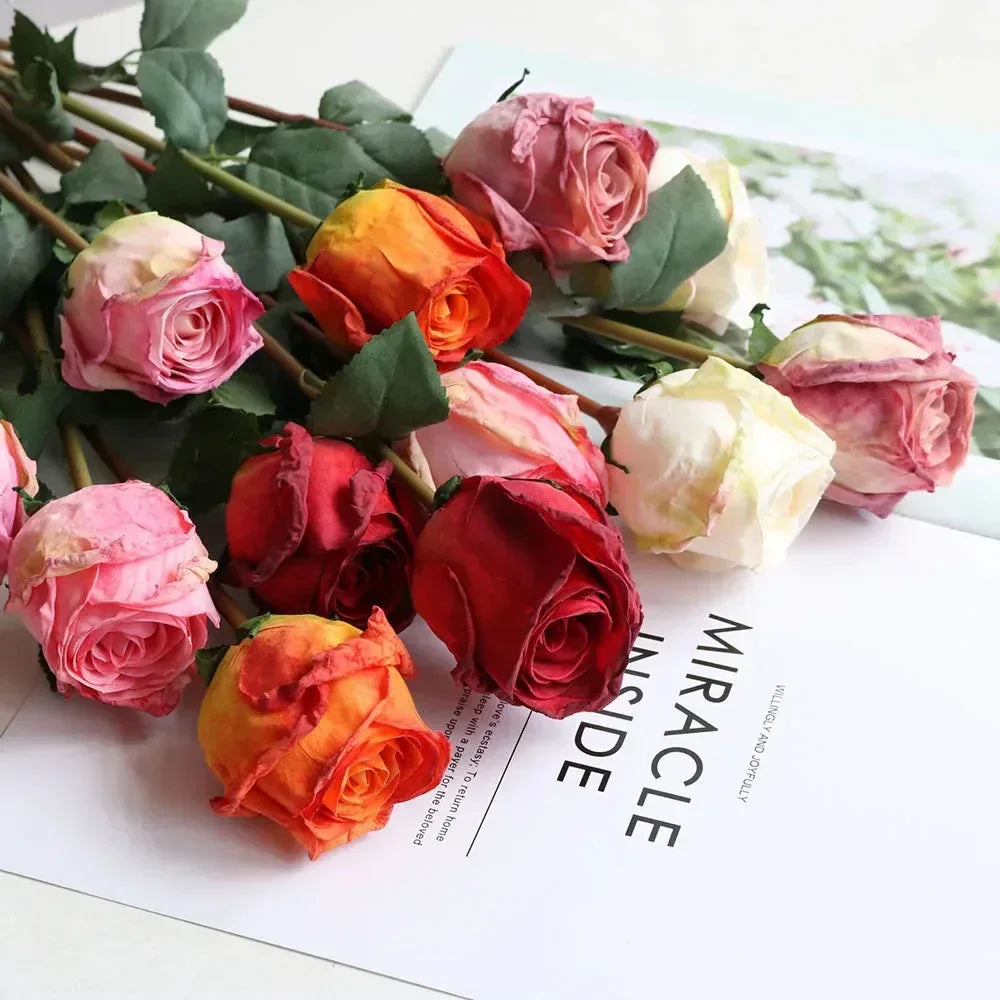 Artificial Burnt Edge Rose Buds Wedding Milky white / 1pcs