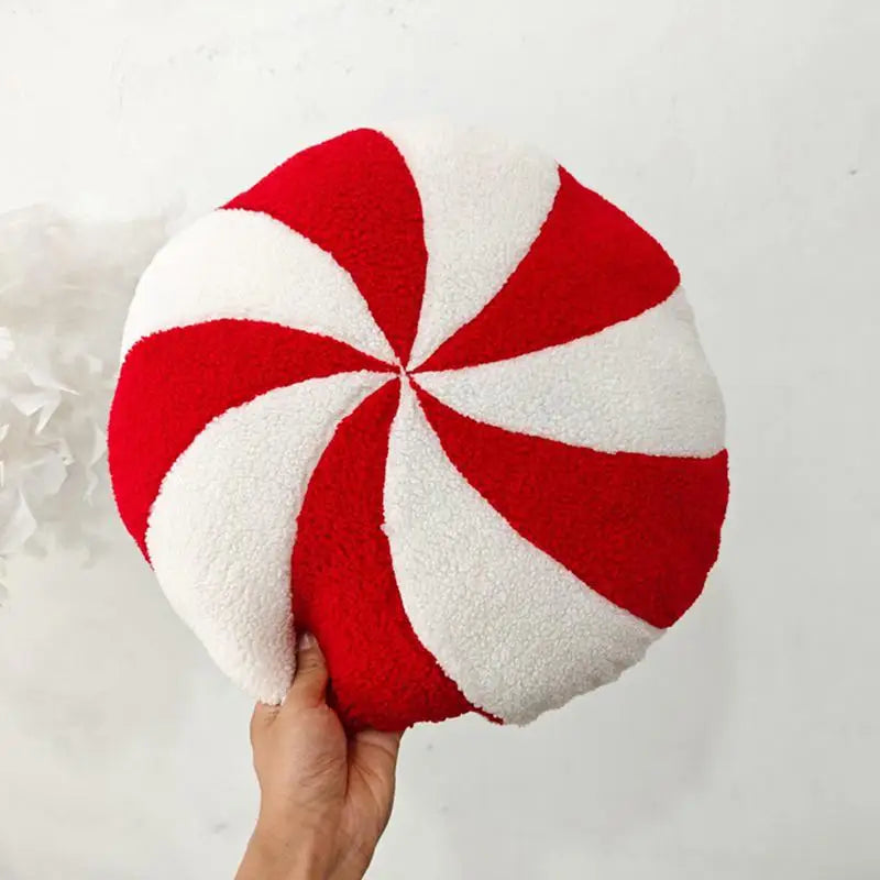 Candy Cane Christmas Pillow – Soft Plush Holiday Throw Cushion
