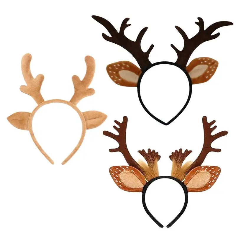 Christmas Reindeer Antler Headband – Plush Festive Hair Accessory for Women & Kids