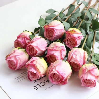 Artificial Burnt Edge Rose Buds Wedding Milky white / 1pcs