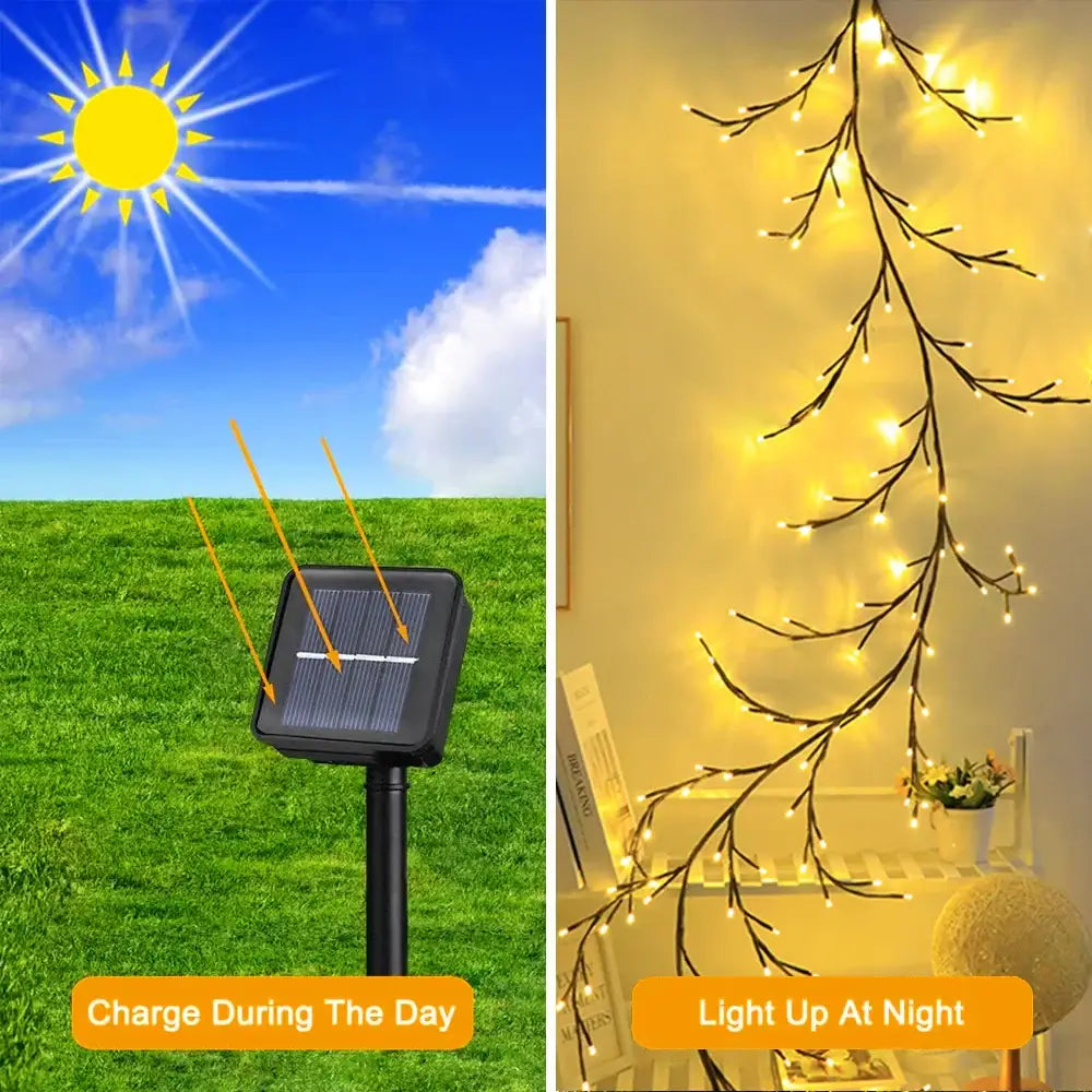 Solar LED Tree Branch String Lights – 96LED Outdoor Waterproof Garland Warm White / United States / 72LED