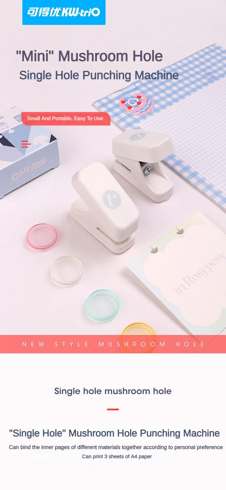 Mini 1 Hole Mushroom Hole Puncher