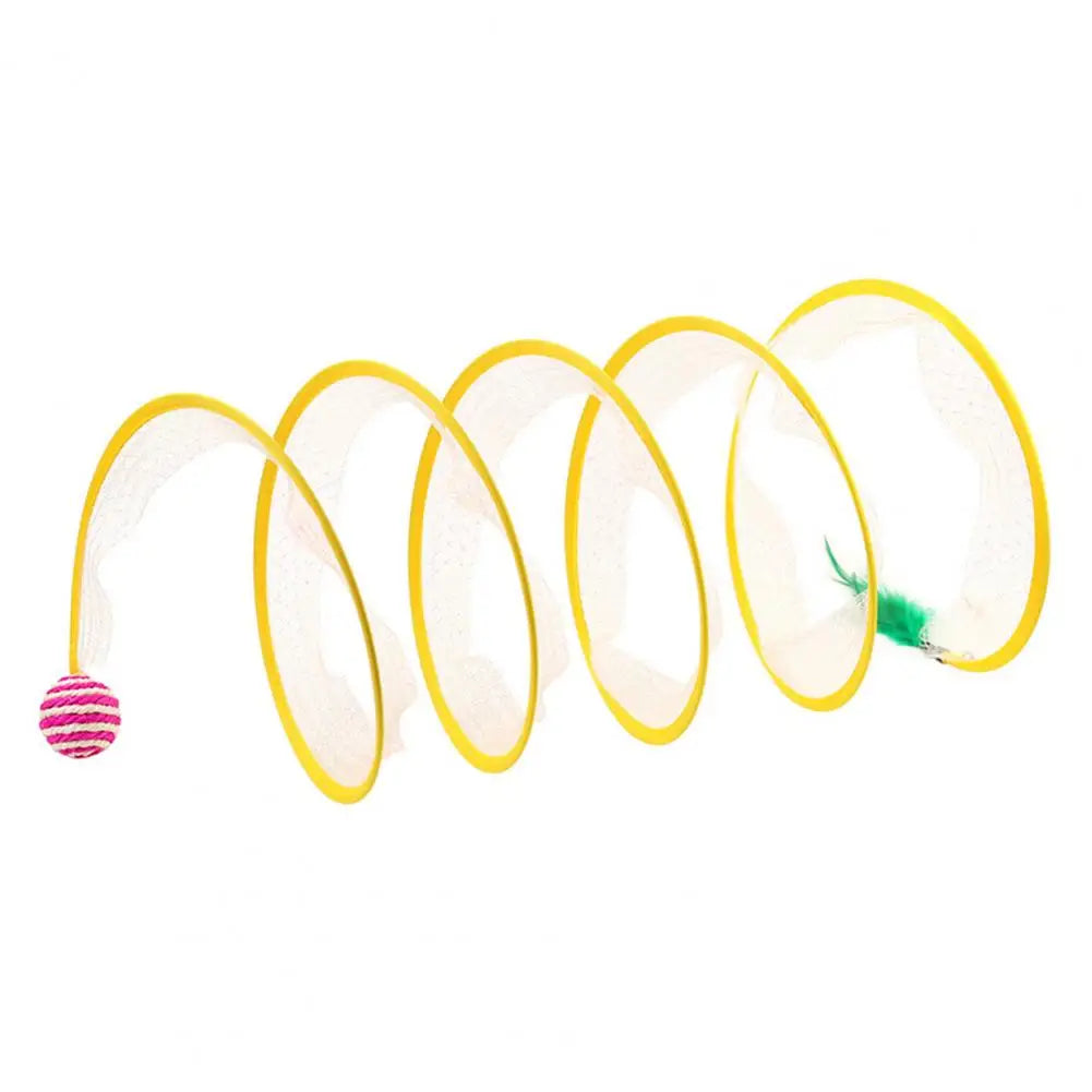Spiral Cat Tunnel Toy Cat Tunnel Toy with Feather Bell for Indoor Cats Collapsible Spiral Spring Tunnel for Kittens for Rabbits
