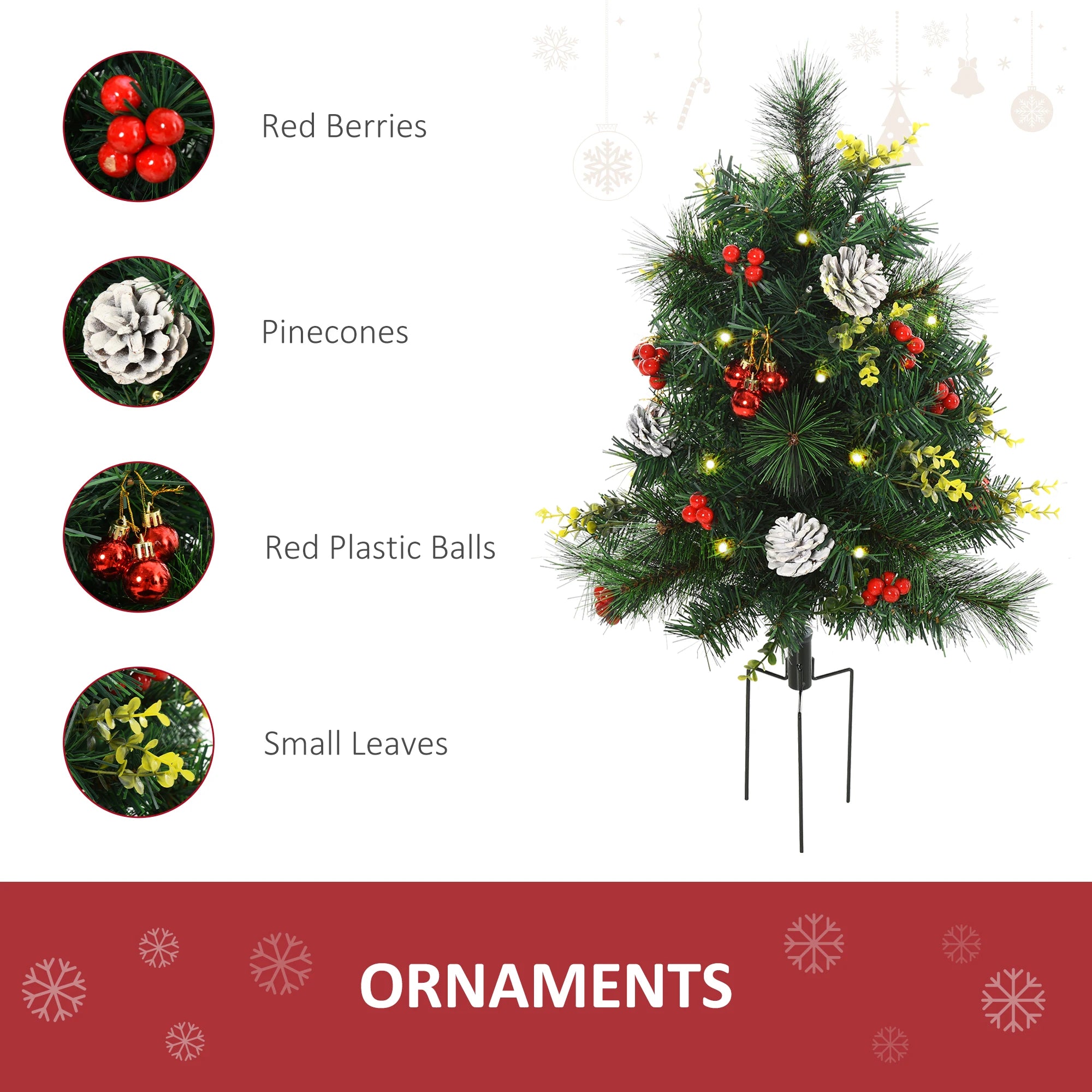 Pre-Lit Artificial Pine Christmas Tree Set