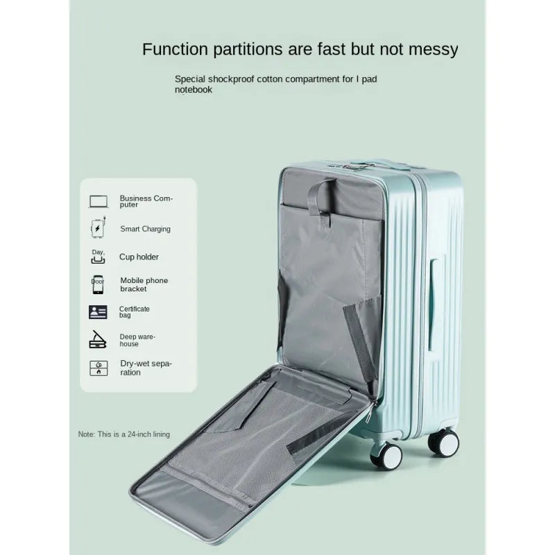 Multifunctional Password Lock Travel Suitcases with Wheels