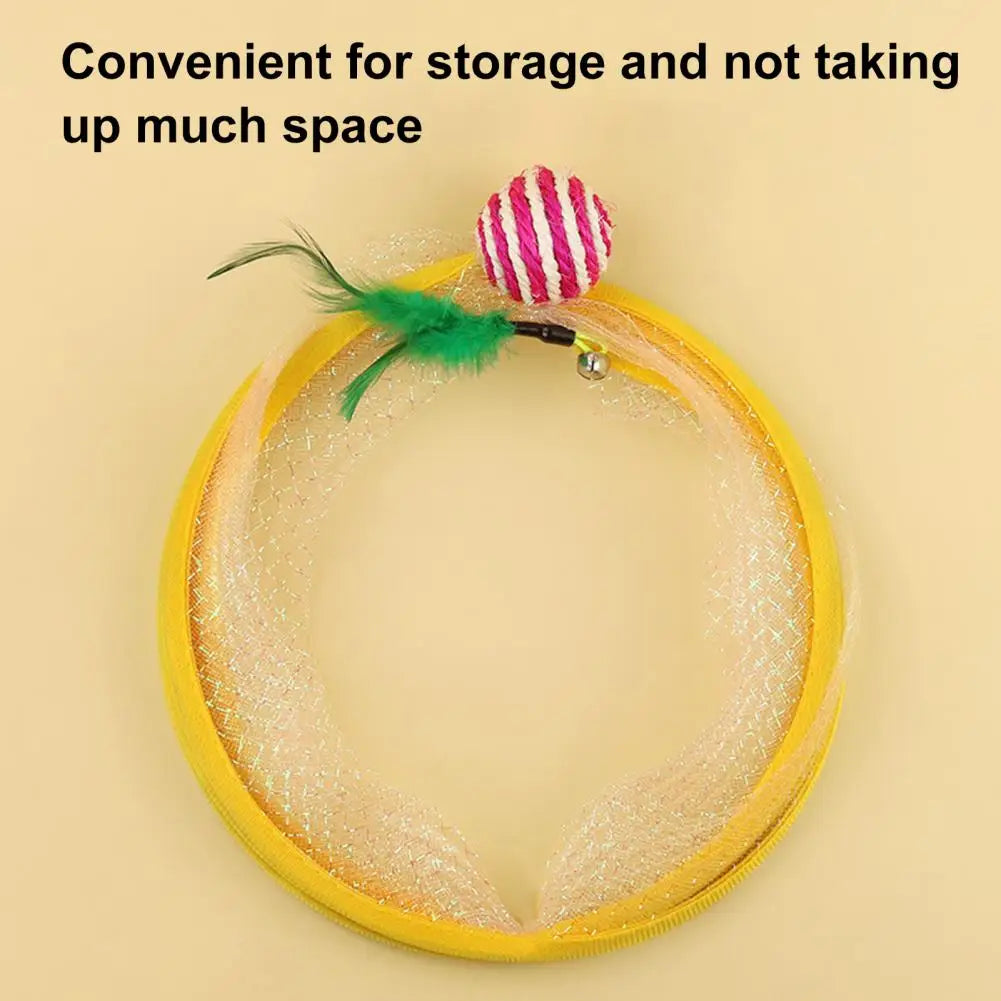Spiral Cat Tunnel Toy Cat Tunnel Toy with Feather Bell for Indoor Cats Collapsible Spiral Spring Tunnel for Kittens for Rabbits