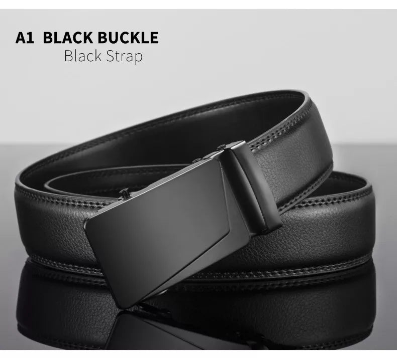 Men Leather Belt Metal Automatic Buckle