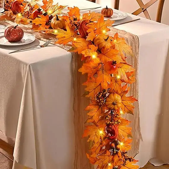 6FT Lighted Fall Garland with Pumpkins & Pomegranates