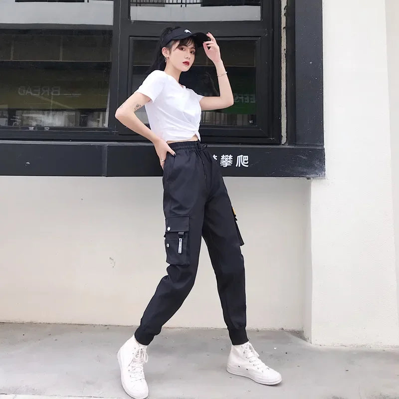 High Waist Loose Streetwear Pants Baggy Tactical Trouser Hip Hop