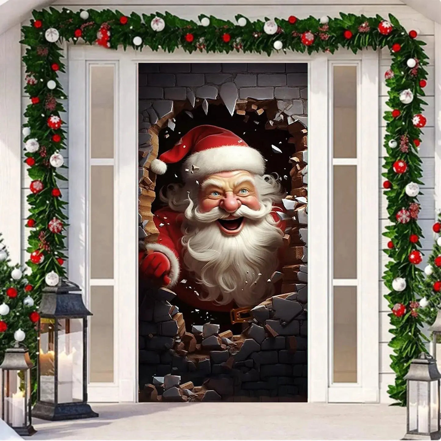 Santa Door Cover Decoration Tapestry Holiday Party D / One Size / United States