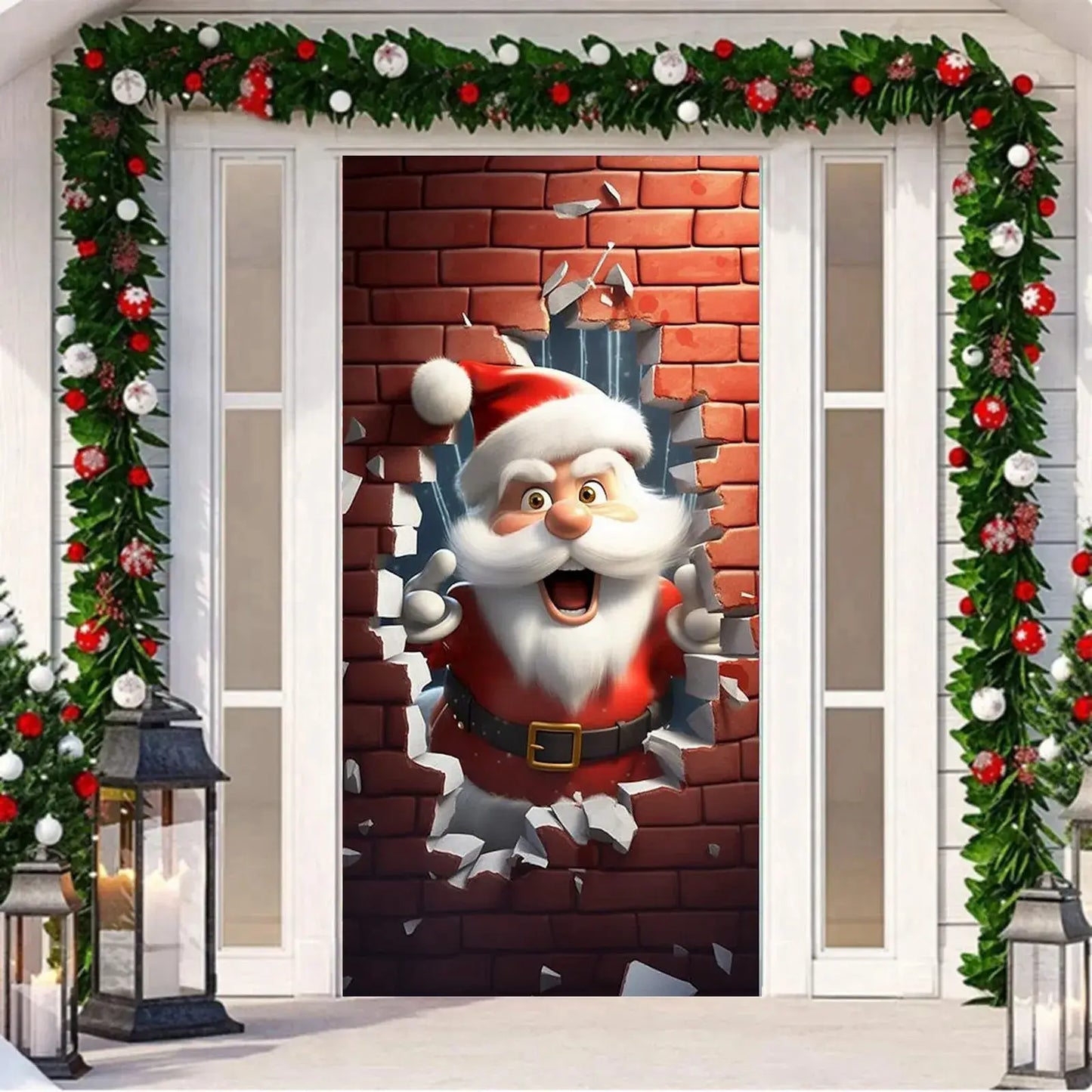 Santa Door Cover Decoration Tapestry Holiday Party A / One Size / United States