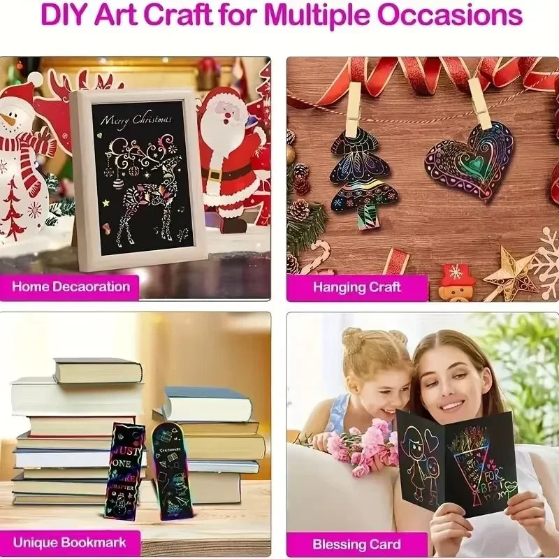 125-Piece Rainbow Scratch-Off Art Note Cards for Kids & Teens