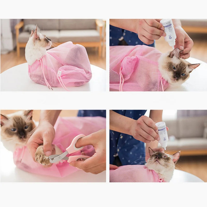 Mesh Cat Groom Bath Bag