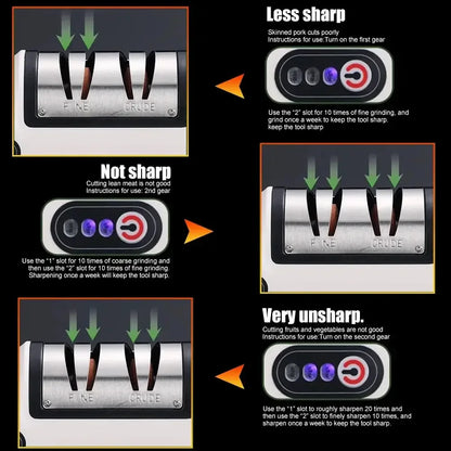 Electric Knife Sharpener Professional Fully Automatic Handheld silver/black / M