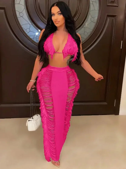 Crochet Beach Wear Set Rose 1 / S