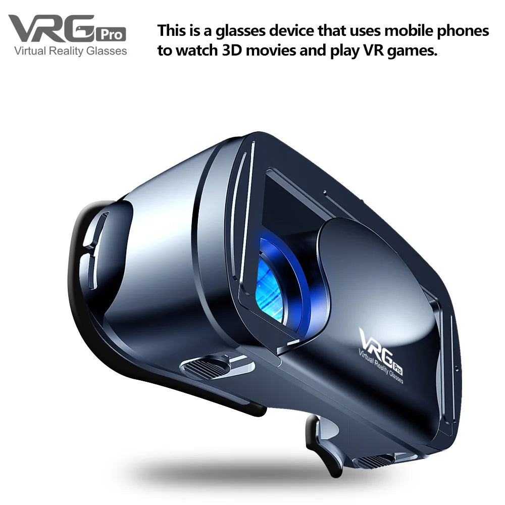 VRG Pro 3D VR Headset with Adjustable Lenses – Immersive Smart Glasses for 3.5–7” Smartphone
