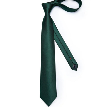 Green Solid Jacquard Men’s Tie Set – Necktie, Handkerchief & Cufflinks