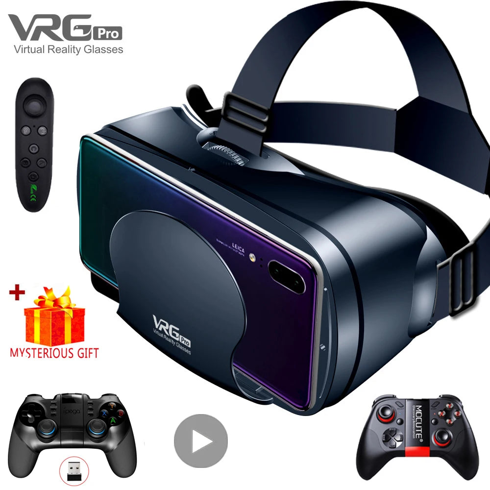 VRG Pro 3D VR Headset with Adjustable Lenses – Immersive Smart Glasses for 3.5–7” Smartphone