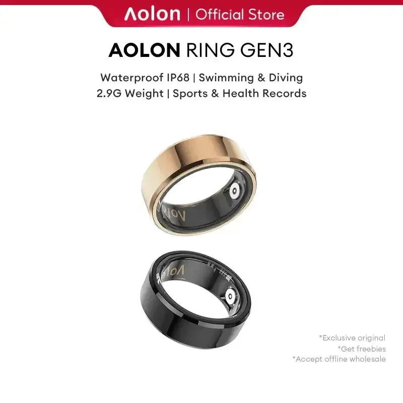 Aolon Gen3 Smart Ring Men Women Military Grade Titanium Steel Shell Waterproof Multi-sport Modes black / United States / 8