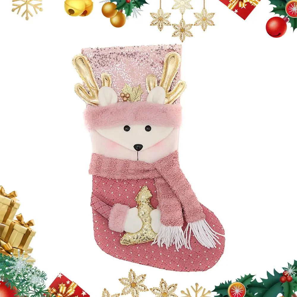 Pink Sequin Christmas Stockings