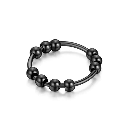 New Stainless Steel Beads Anxiety Rings Stress Relief Black / 8