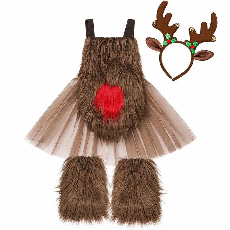 Toddler Boys Christmas Jumpsuit Set with Santa Hat & Socks Khaki / 18-24M / United States