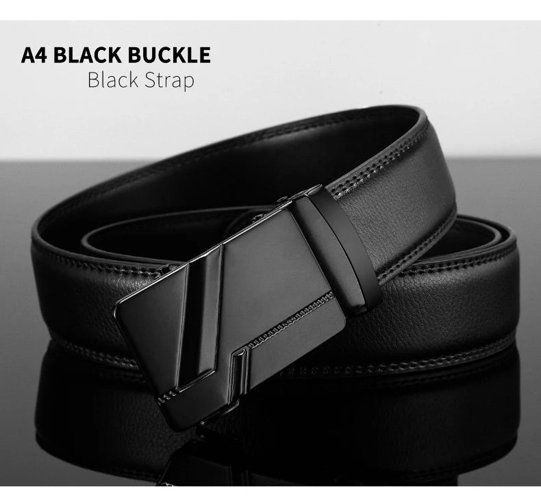 Men Leather Belt Metal Automatic Buckle