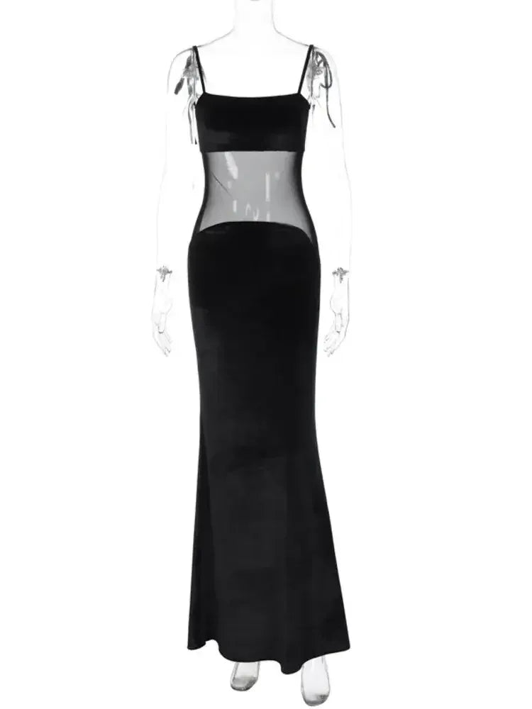 Sleeveless Long Dress Black / L