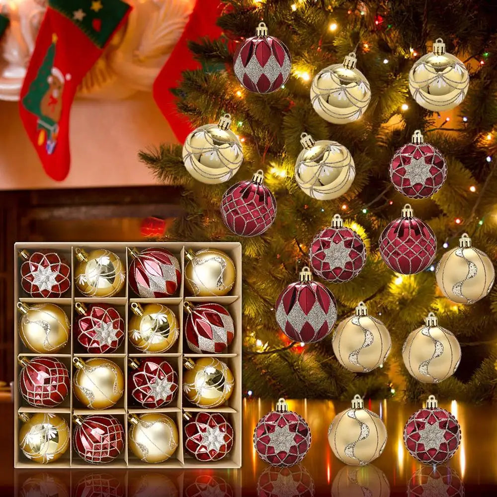 16PCS Painted Christmas Tree Balls – Colorful Holiday Ornaments 16pcs / United States