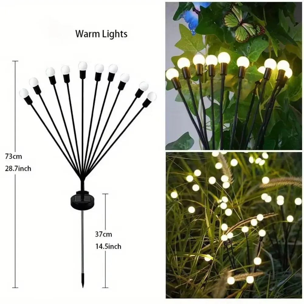 10-LED Solar Firefly Garden Lights – Warm White Outdoor Decor