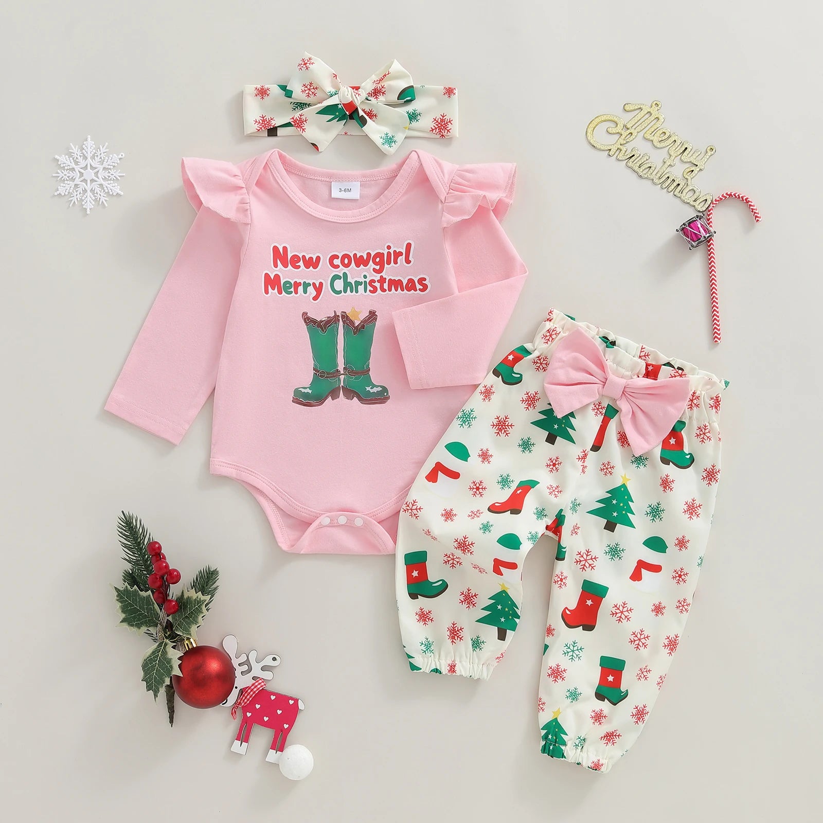 Christmas Baby Girl 3-Piece Outfit