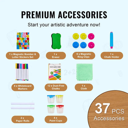 SucceBuy Wooden Kids Art Easel – Double-Sided Magnetic Drawing Board