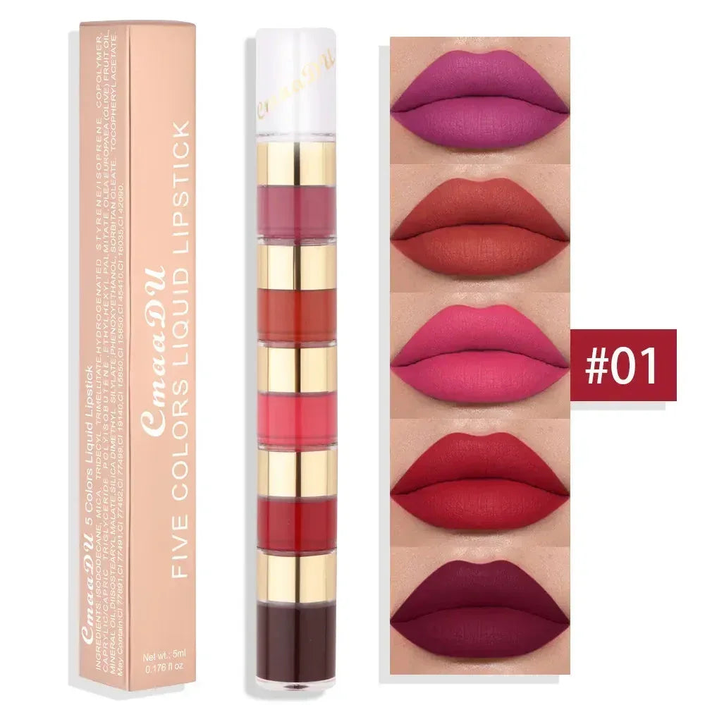 5 In 1 Matte Lipstick Kit Combo Strip 01