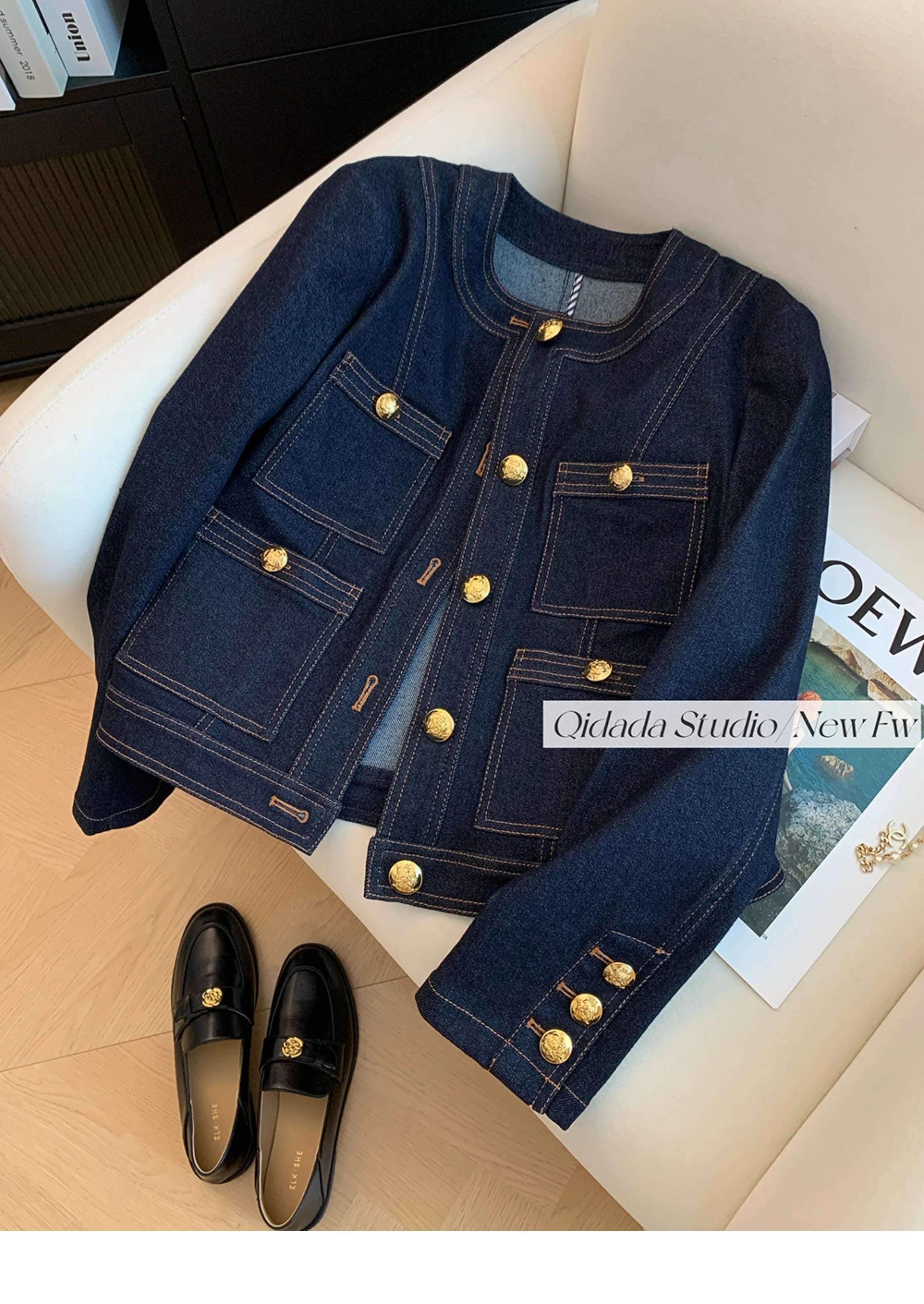 Casual Blue Elegant Denim Jacket